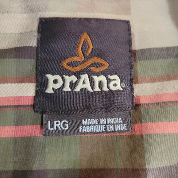PrAna Men's Multi Plaid Long Sleeve Button Up Snap One Pocket Shirt Size Large - Picture 7 of 13